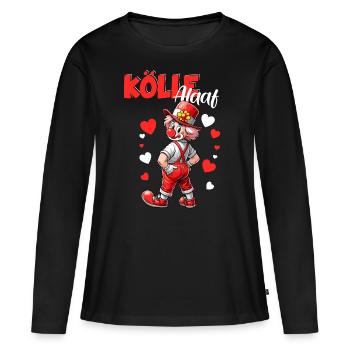 Köln Kölle Alaaf Karneval Clown Rut Wiess Kostüm - Frauen Premium Bio Langarmshirt - Schwarz - Vorne - Julia (174cm)