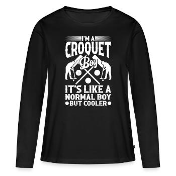 Croquet Garçon Joueur de croquet garçon - T-shirt manches longues Premium bio Femme - noir - Devant - Julia (174cm)