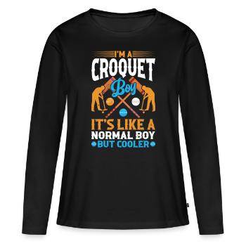 Joueur de croquet garçon Croquet garçon - T-shirt manches longues Premium bio Femme - noir - Devant - Julia (174cm)