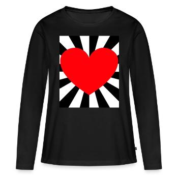 Herz Herzen Liebe Romantik romantisch Partner - Frauen Premium Bio Langarmshirt - Schwarz - Vorne - Julia (174cm)