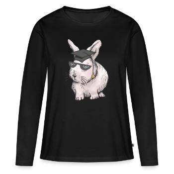 Érudit Lapin Enseignant Professions Études Abi Graduation - T-shirt manches longues Premium bio Femme - noir - Devant - Julia (174cm)
