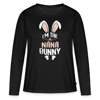 Je suis le lapin Nana - T-shirt manches longues Premium bio Femme - noir - Devant - Julia (174cm)