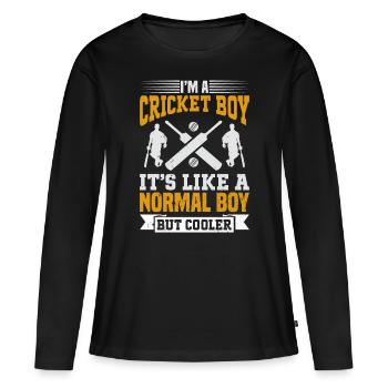 Je suis un garçon de cricket - Garçon de cricket - T-shirt manches longues Premium bio Femme - noir - Devant - Julia (174cm)