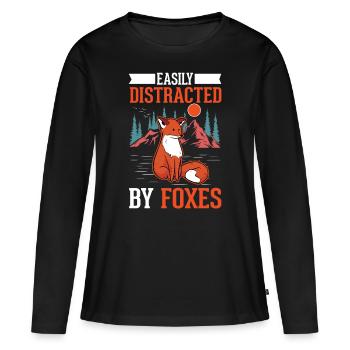 Cadeau de renard Renard roux - T-shirt manches longues Premium bio Femme - noir - Devant - Julia (174cm)
