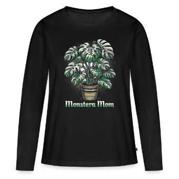 Monstera Mom - Women's Premium Organic Long Sleeve Shirt - black - Front - Julia (174cm)