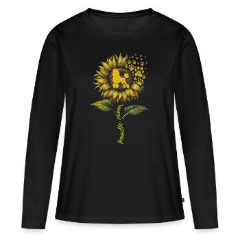 Maman caniche - T-shirt manches longues Premium bio Femme - noir - Devant - Julia (174cm)