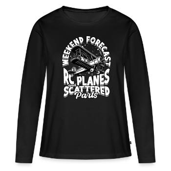 Maquette d’avion - T-shirt manches longues Premium bio Femme - noir - Devant - Julia (174cm)