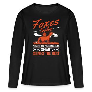 Cadeau de renard Renard roux - T-shirt manches longues Premium bio Femme - noir - Devant - Julia (174cm)