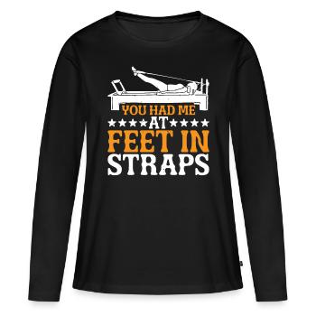 Tu m’as eu aux pieds dans les sangles 43 - T-shirt manches longues Premium bio Femme - noir - Devant - Julia (174cm)