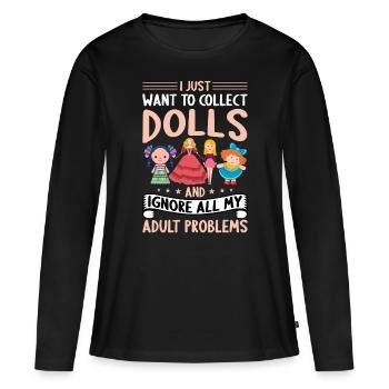 Poupée de collection Poupée en porcelaine Antique - T-shirt manches longues Premium bio Femme - noir - Devant - Julia (174cm)
