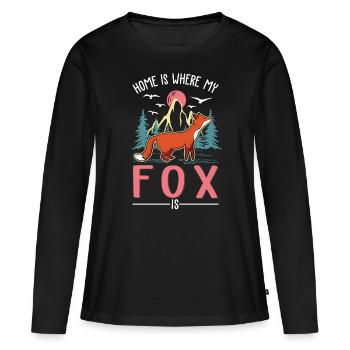 Cadeau de renard Renard roux - T-shirt manches longues Premium bio Femme - noir - Devant - Julia (174cm)