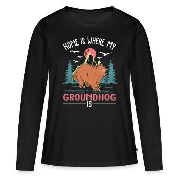 Groundhog Home Groundhog Day Marmot - Women's Premium Organic Long Sleeve Shirt - black - Front - Julia (174cm)