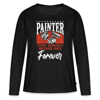 House Painter Decorator Painter - Frauen Premium Bio Langarmshirt - Schwarz - Vorne - Julia (174cm)