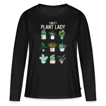 Crazy Plant Lady Gardener Garden Plants Gift - Women's Premium Organic Long Sleeve Shirt - black - Front - Julia (174cm)