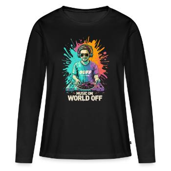 DJ Music On World Off Disc-Jockeys - Frauen Premium Bio Langarmshirt - Schwarz - Vorne - Julia (174cm)