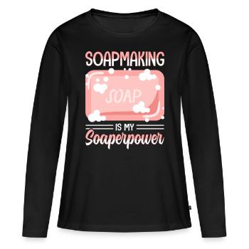 Savon Savon de bain Savon naturel - T-shirt manches longues Premium bio Femme - noir - Devant - Julia (174cm)