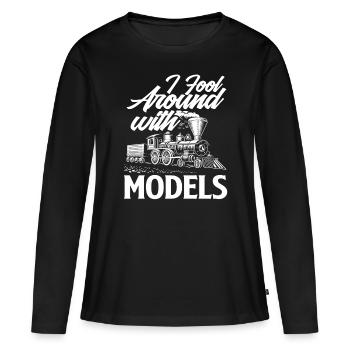 Model Railway Model Making Train Trains - Women's Premium Organic Long Sleeve Shirt - black - Front - Julia (174cm)