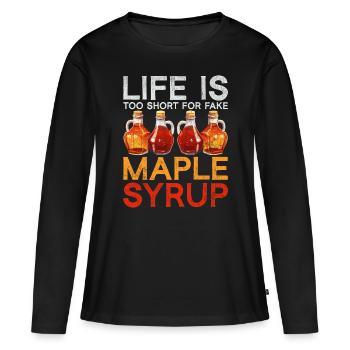 Sirop d’érable Érable Sève d’érable - T-shirt manches longues Premium bio Femme - noir - Devant - Julia (174cm)