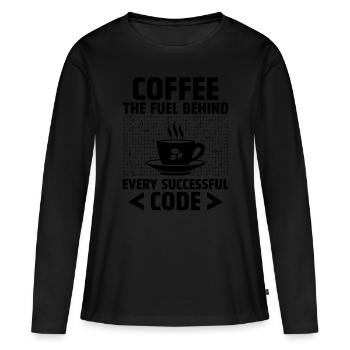 Café Codage Programmeur Codeur Développeur Nerd Coff - T-shirt manches longues Premium bio Femme - noir - Devant - Julia (174cm)