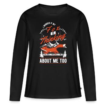 Cadeau de renard Renard roux - T-shirt manches longues Premium bio Femme - noir - Devant - Julia (174cm)