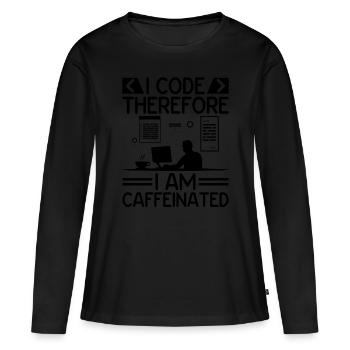 Café Codage Programmeur Codeur Développeur Nerd Coff - T-shirt manches longues Premium bio Femme - noir - Devant - Julia (174cm)