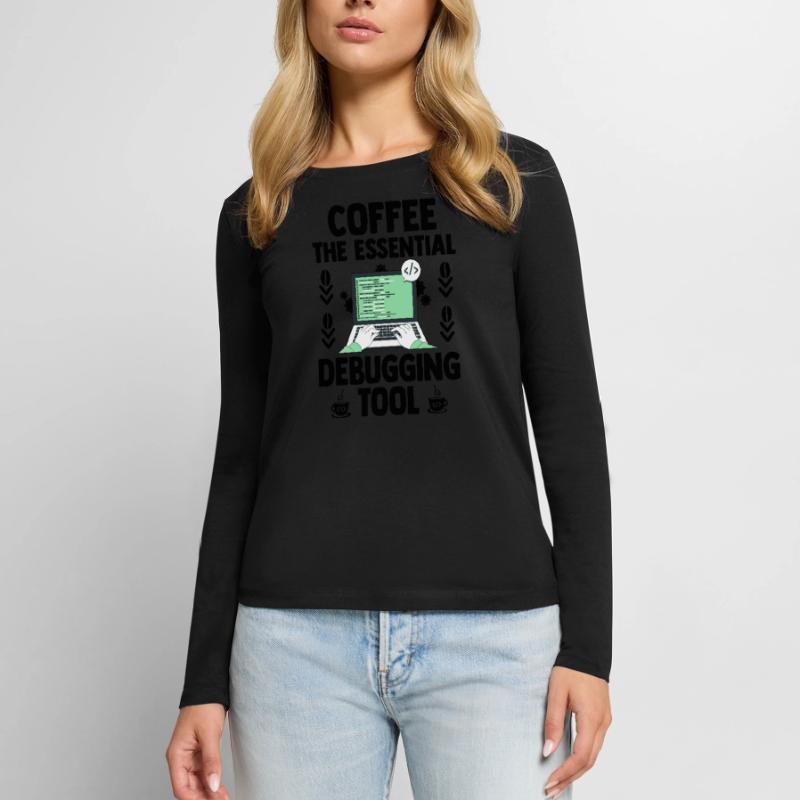 Café Codage Programmeur Codeur Développeur Nerd Coff T-shirt manches longues Premium bio Femme