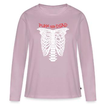 Punx n’est pas mort - T-shirt manches longues Premium bio Femme - rose poudré - Devant - Julia (174cm)