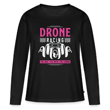 Drone Racing Lover Maman L’Idole La Machine De Course - T-shirt manches longues Premium bio Femme - noir - Devant - Julia (174cm)