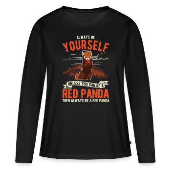 Panda roux Cadeau Panda roux - T-shirt manches longues Premium bio Femme - noir - Devant - Julia (174cm)