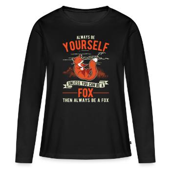 Cadeau de renard Renard roux - T-shirt manches longues Premium bio Femme - noir - Devant - Julia (174cm)