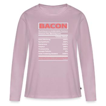 Bacon Bacon Valeur nutritive - T-shirt manches longues Premium bio Femme - rose poudré - Devant - Julia (174cm)