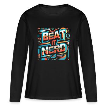 Battez-le Nerd 11 - T-shirt manches longues Premium bio Femme - noir - Devant - Julia (174cm)