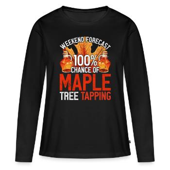 Sirop d’érable Érable Sève d’érable - T-shirt manches longues Premium bio Femme - noir - Devant - Julia (174cm)