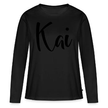 Nom - Kai - T-shirt manches longues Premium bio Femme - noir - Devant - Julia (174cm)