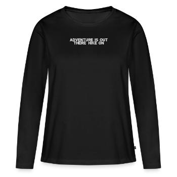 Randonnée - L’aventure est là-bas, la randonnée - T-shirt manches longues Premium bio Femme - noir - Devant - Julia (174cm)