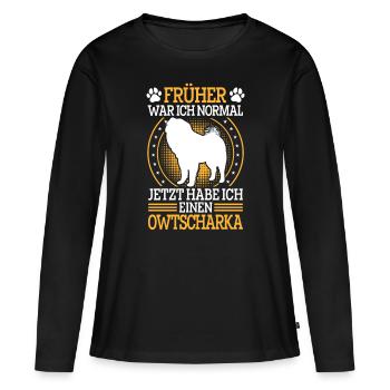 Owtscharka früher normal Kaukasischer Owtscharka - Frauen Premium Bio Langarmshirt - Schwarz - Vorne - Julia (174cm)