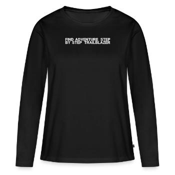 Randonnée - Trouvez l’aventure, étape par étape, - T-shirt manches longues Premium bio Femme - noir - Devant - Julia (174cm)
