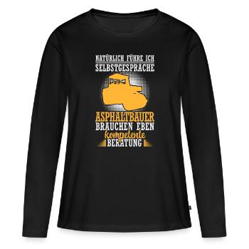 Un constructeur d’asphalte s’entretient avec un constructeur de routes de Soliloquies - T-shirt manches longues Premium bio Femme - noir - Devant - Julia (174cm)