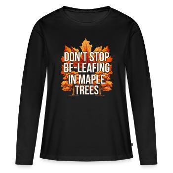 Sirop d’érable Érable - T-shirt manches longues Premium bio Femme - noir - Devant - Julia (174cm)