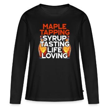Sève d’érable Sirop d’érable Érable - T-shirt manches longues Premium bio Femme - noir - Devant - Julia (174cm)