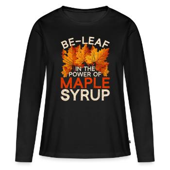 Sirop d’érable Sève d’érable - T-shirt manches longues Premium bio Femme - noir - Devant - Julia (174cm)