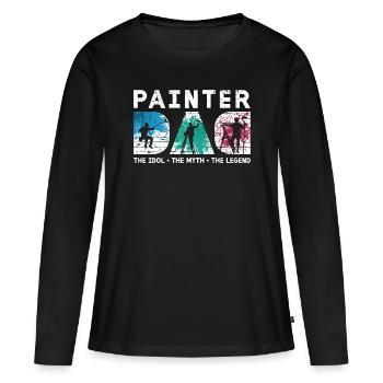 Peintre Papa L’idole Le mythe Le peintre en bâtiment - T-shirt manches longues Premium bio Femme - noir - Devant - Julia (174cm)
