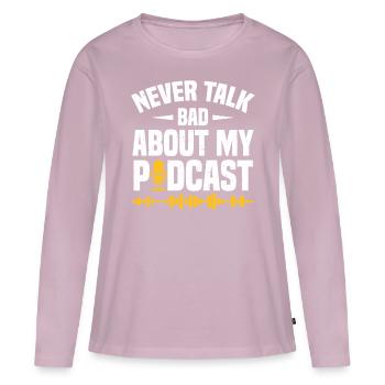 Podcaster Podcast - T-shirt manches longues Premium bio Femme - rose poudré - Devant - Julia (174cm)