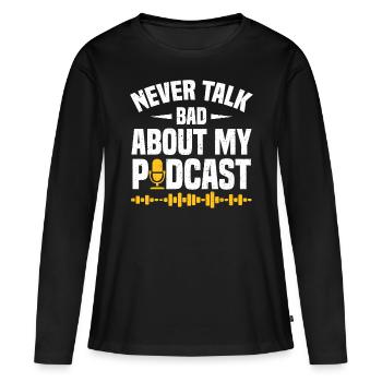 Podcaster Podcast - T-shirt manches longues Premium bio Femme - noir - Devant - Julia (174cm)