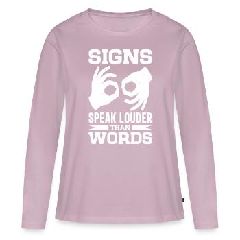 Taubstumm Gebärdensprache - Frauen Premium Bio Langarmshirt - Altrosa - Vorne - Julia (174cm)