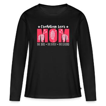 Crochet amant maman l’idole l’amant de tricot - T-shirt manches longues Premium bio Femme - noir - Devant - Julia (174cm)