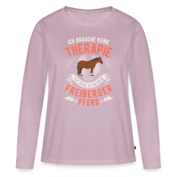 Thérapie par le cheval Freiberg - T-shirt manches longues Premium bio Femme - rose poudré - Devant - Julia (174cm)