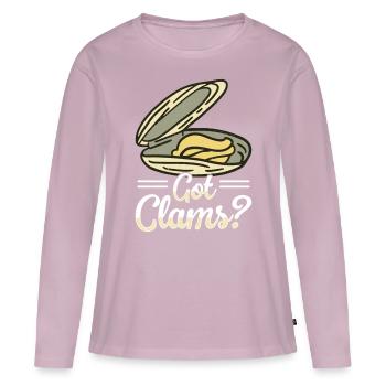 Moules Fruits de mer - T-shirt manches longues Premium bio Femme - rose poudré - Devant - Julia (174cm)