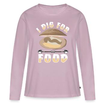 Moules Fruits de mer - T-shirt manches longues Premium bio Femme - rose poudré - Devant - Julia (174cm)