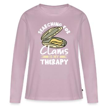 Moules Fruits de mer - T-shirt manches longues Premium bio Femme - rose poudré - Devant - Julia (174cm)